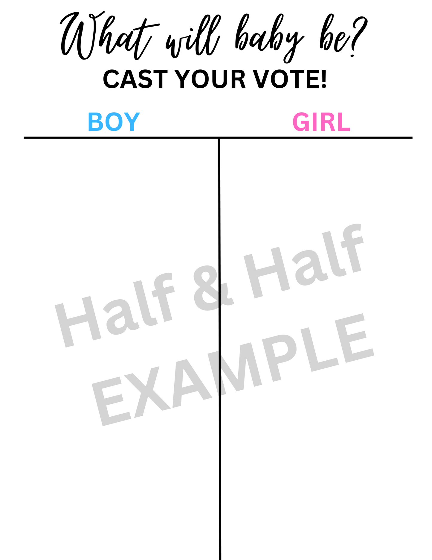 Gender Reveal Voting Board